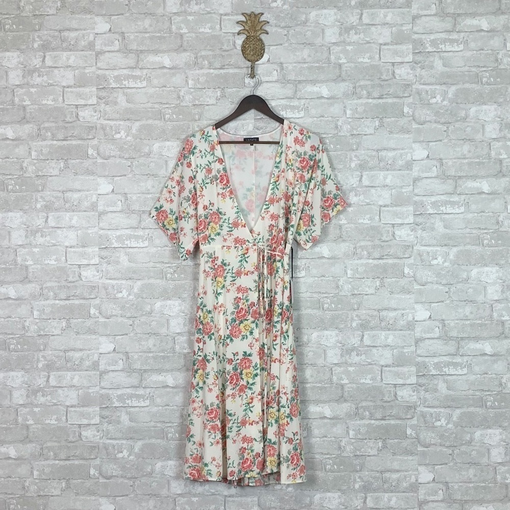 NWT 1. State Bouquet Floral Flutter Wrap Midi Dres - Picture 4 of 8